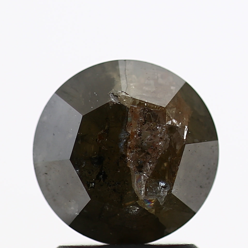 1.54 Carat Gray Rustic Round Brilliant Cut Natural Loose Diamond